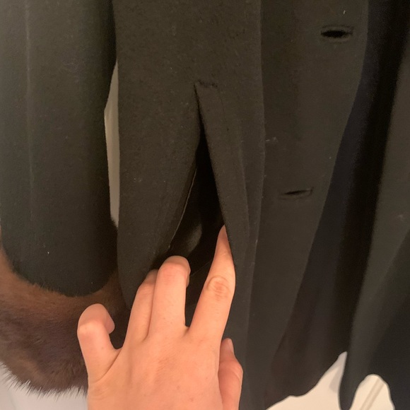 Parkmoor New York Black Wool Coat w Brown Fur Collar and Cuffs - Picture 3 of 11